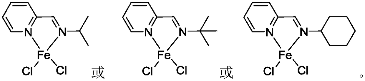 Alkyl pyridine imine iron-based catalyst and preparation method and application thereof