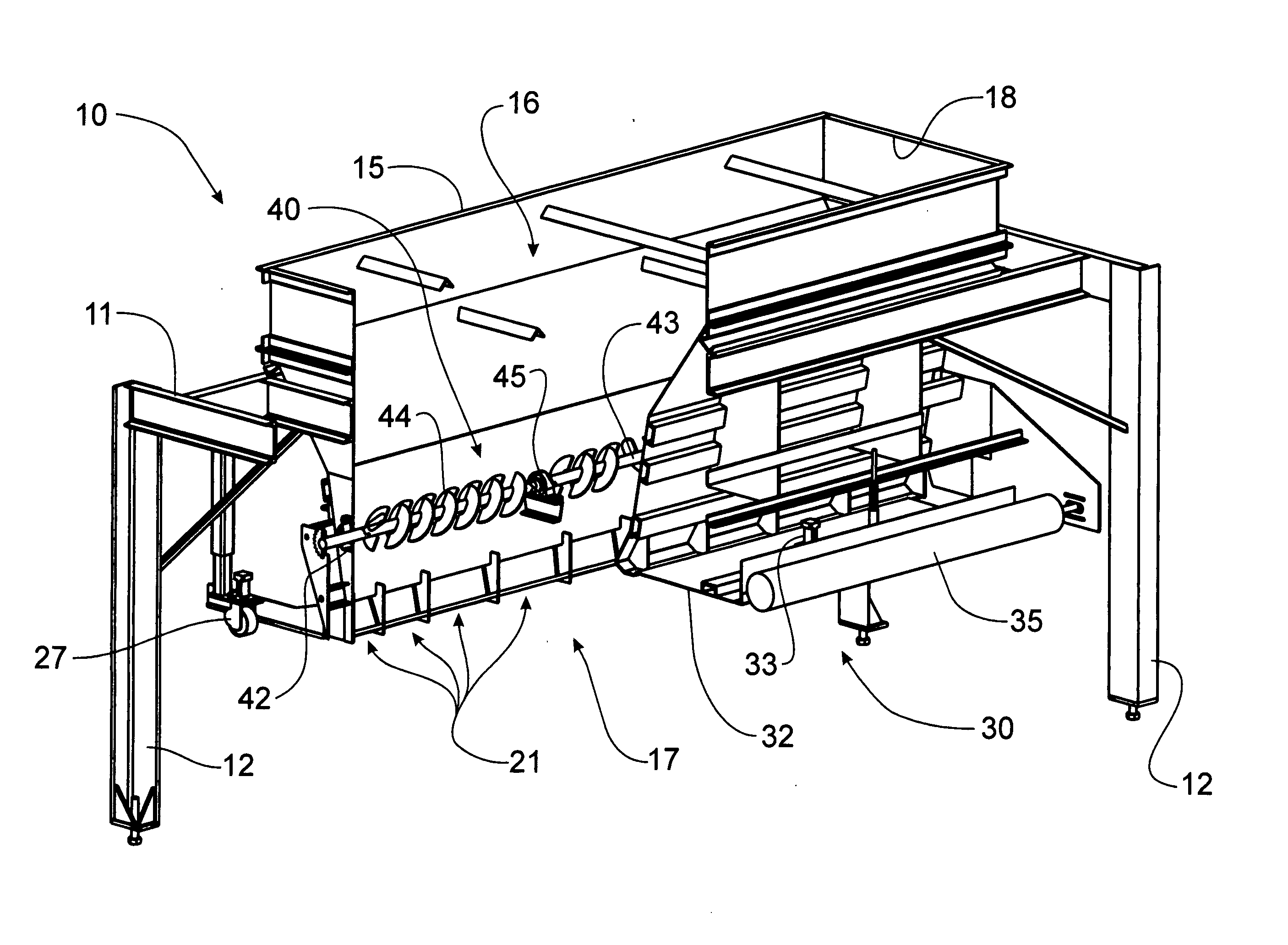 Segmented auger for a concrete dispensing apparatus