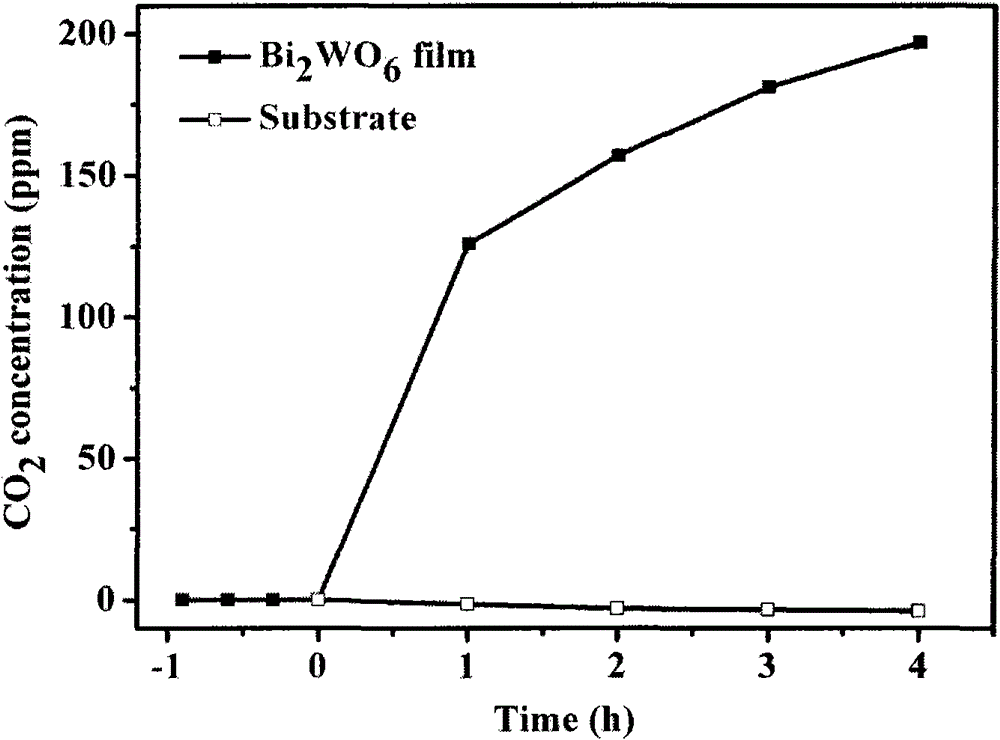 Bi2WO6 photocatalysis membrane loaded by base with high specific surface, method and application thereof