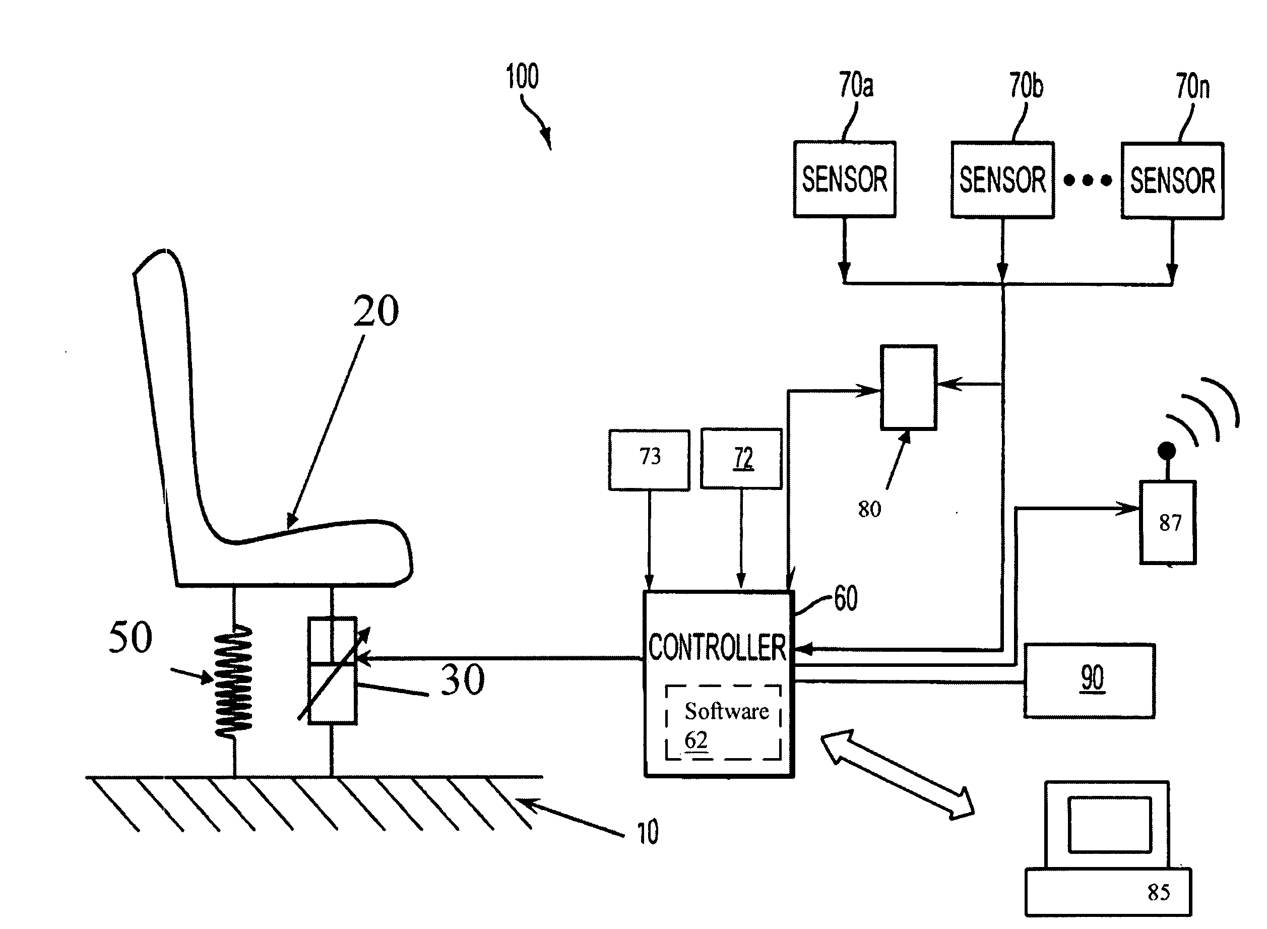 Adaptive energy absorption system for a vehicle seat