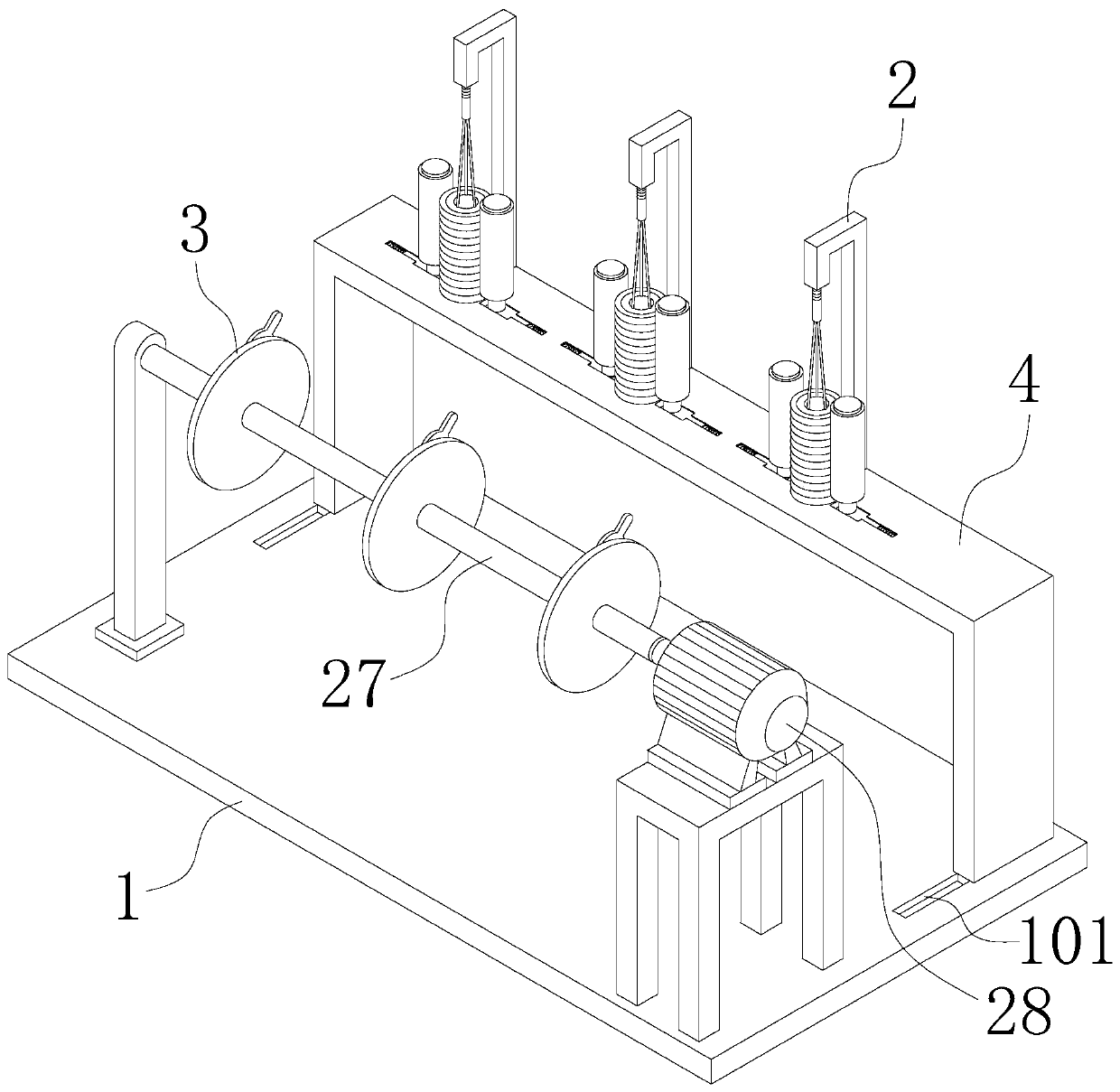 Yarn placing and fixing frame in textile industry production