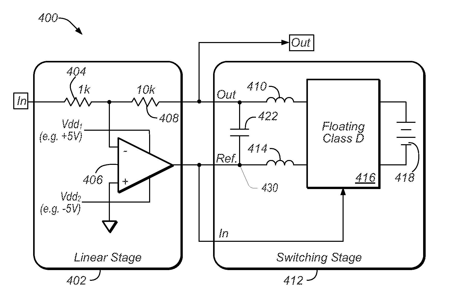 Efficient low noise high speed amplifier