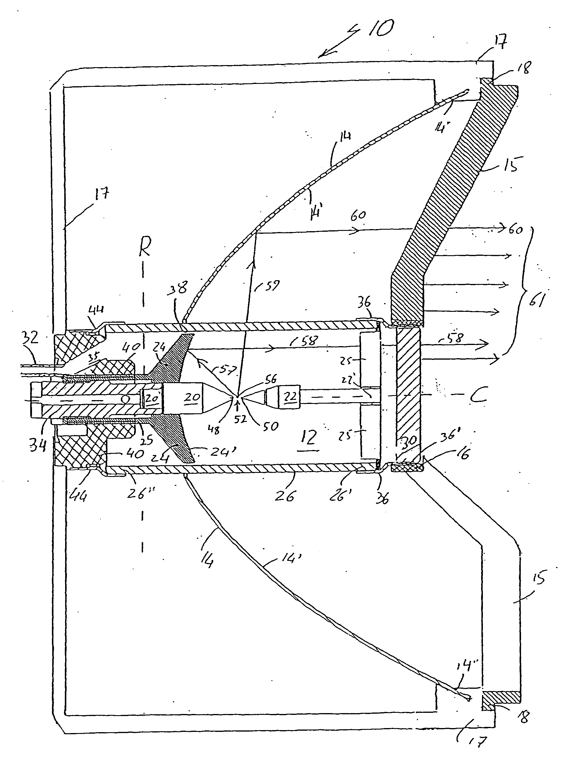 Short-arc lamp with dual concave reflectors and a transparent arc chamber