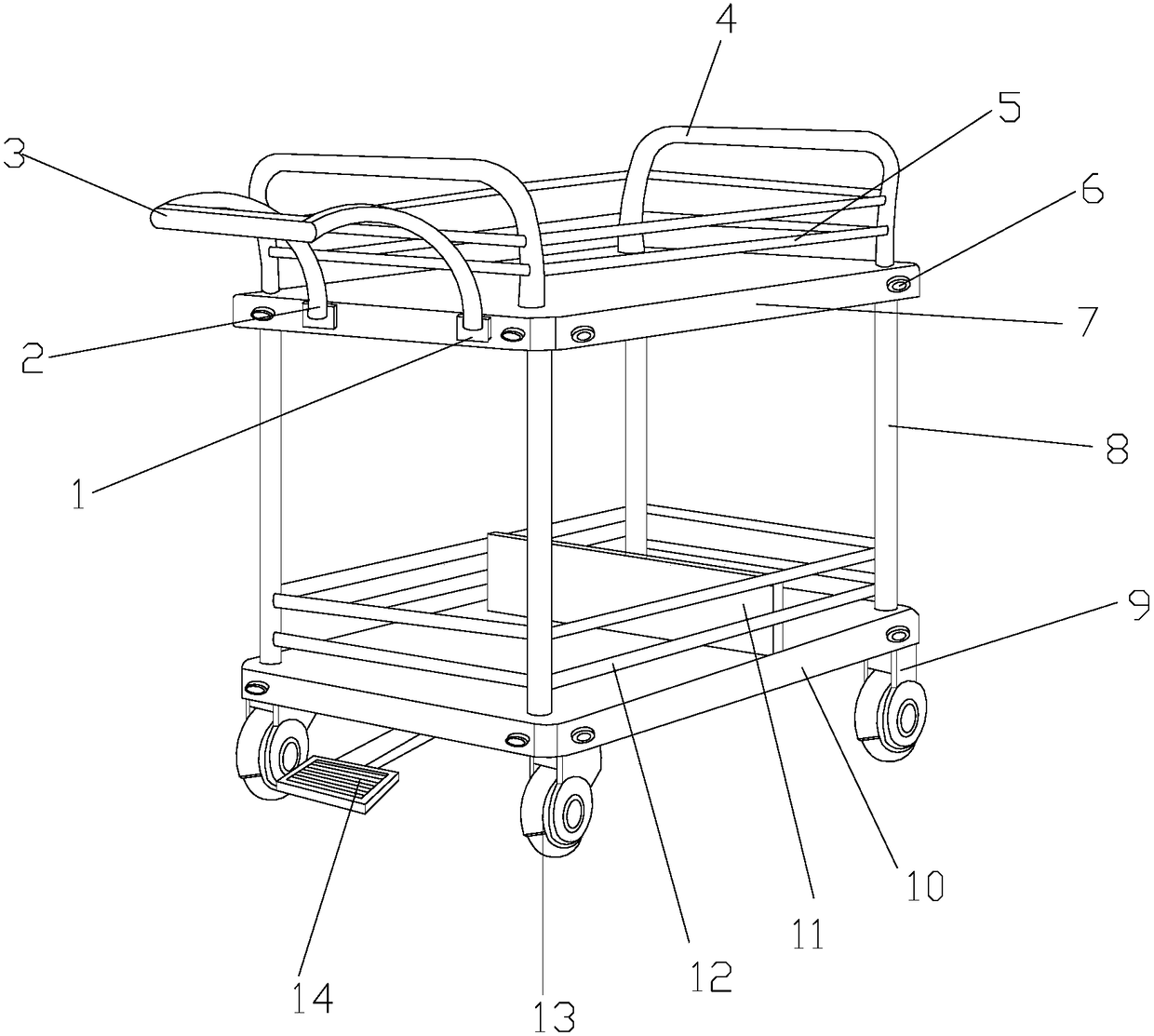 Conveying trolley for logistics assembly