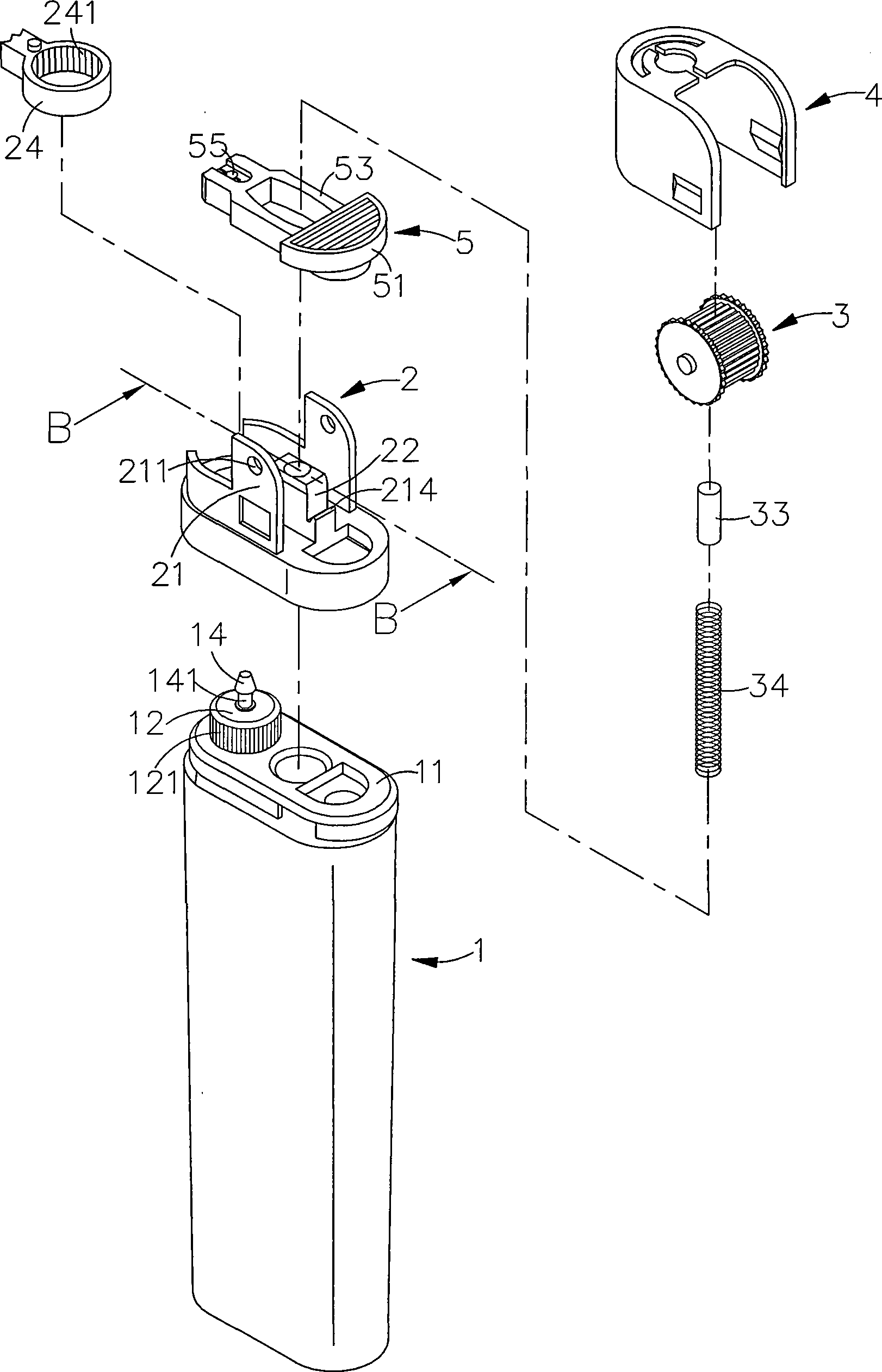 Lever type safety lighter