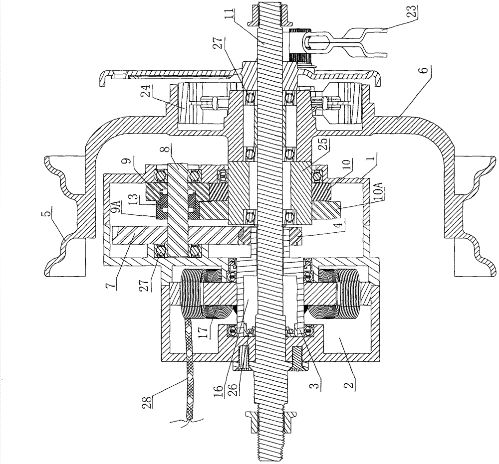 Forward-and-backward rotation variable-speed hub motor