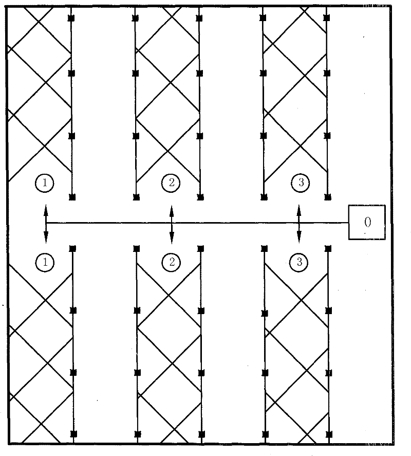 Strip-type inter-grating construction method for spreading lime-loess cushion