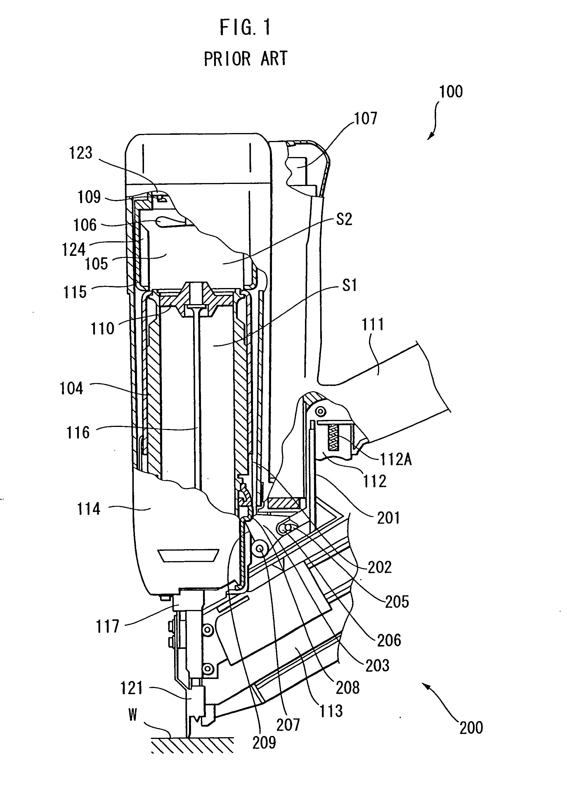 Combustion-powered nail gun