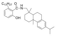 Preparation and application of amide compound of ginkgolic acid