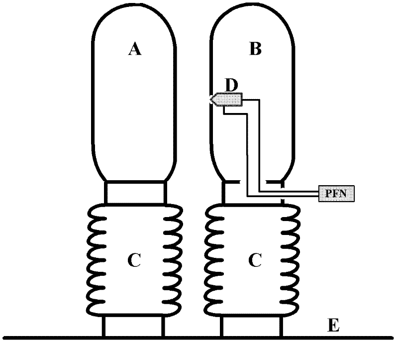 Plasma ejection device for igniting long air spark gap and circuit thereof