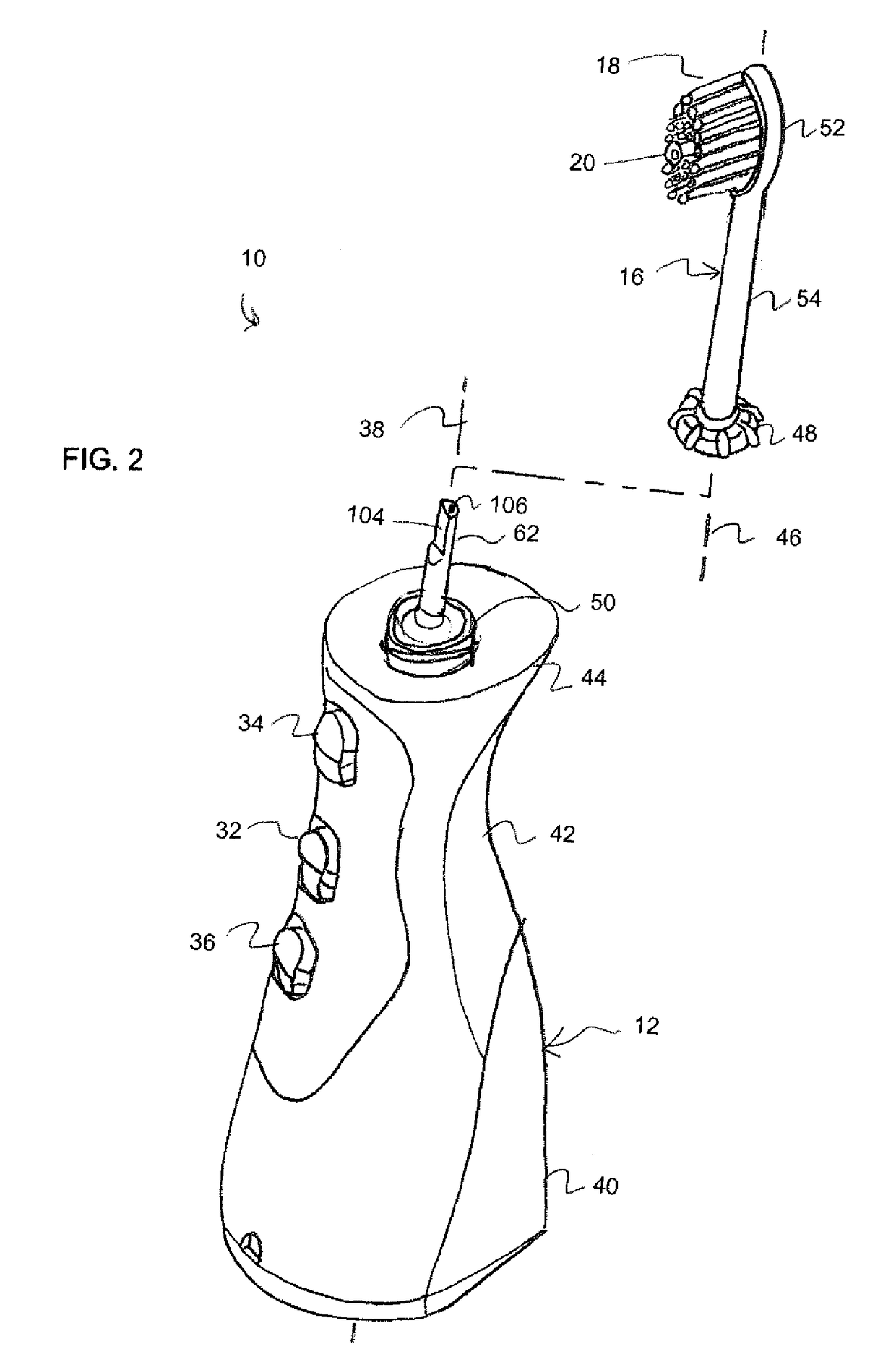 Electric toothbrush with integrated water flosser