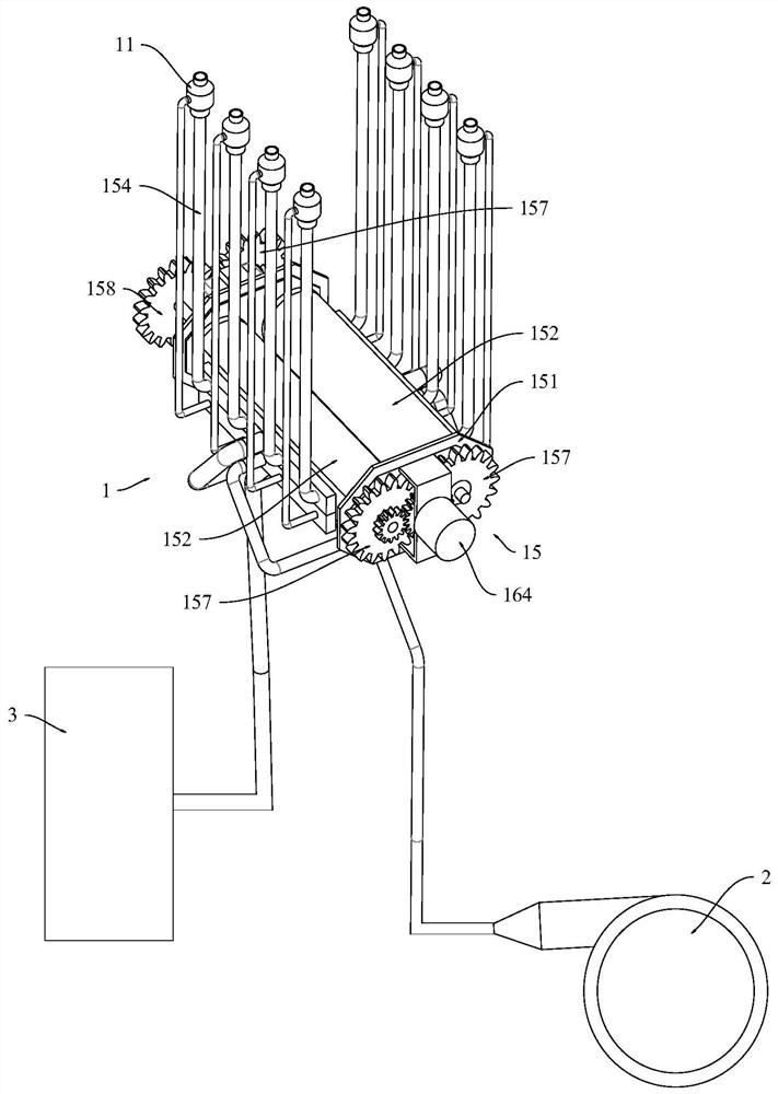 An air-assisted orchard spraying device