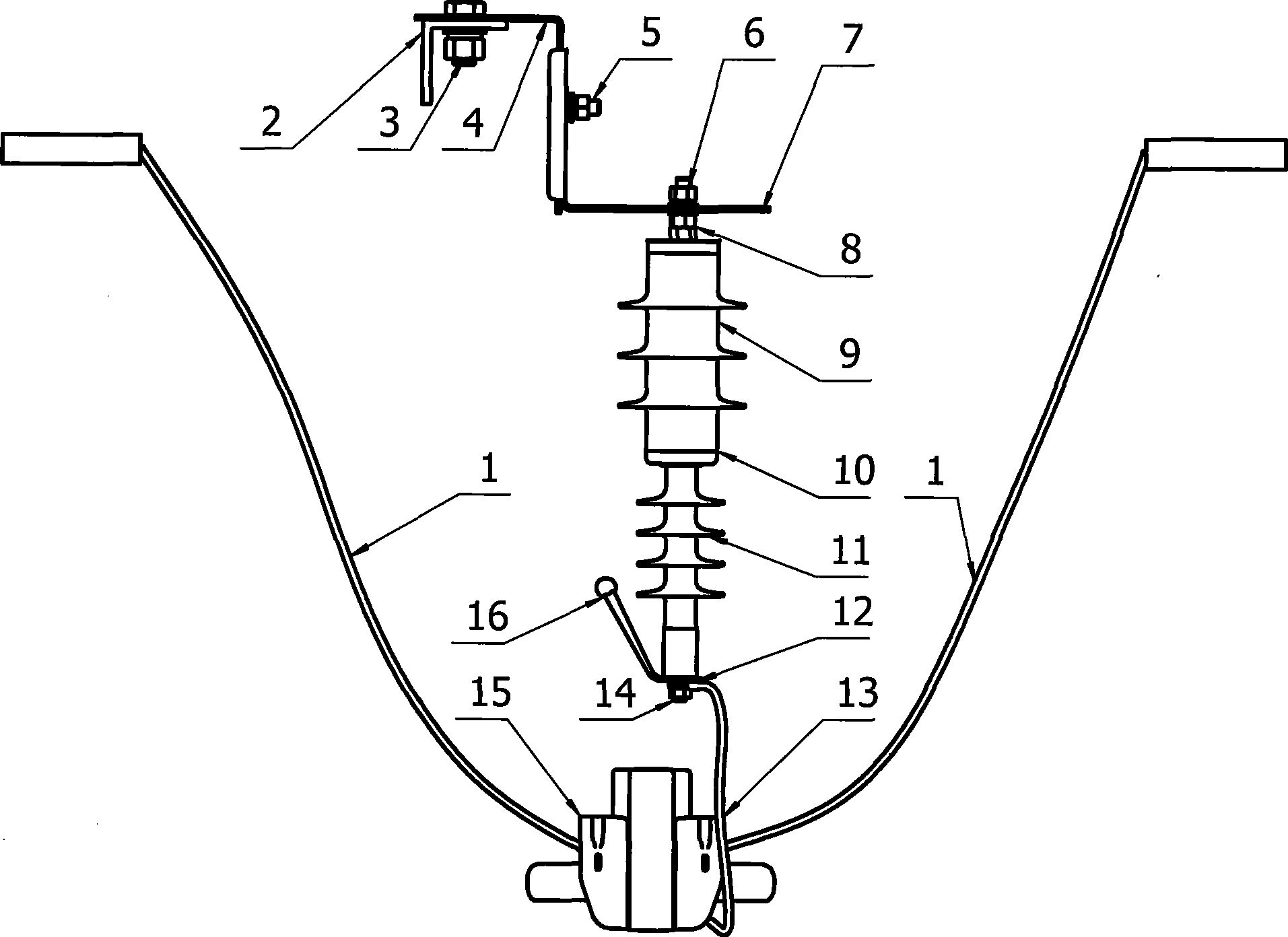 Overvoltage protector for open-resistant lever for avoiding wire from breaking due to lightning stroke