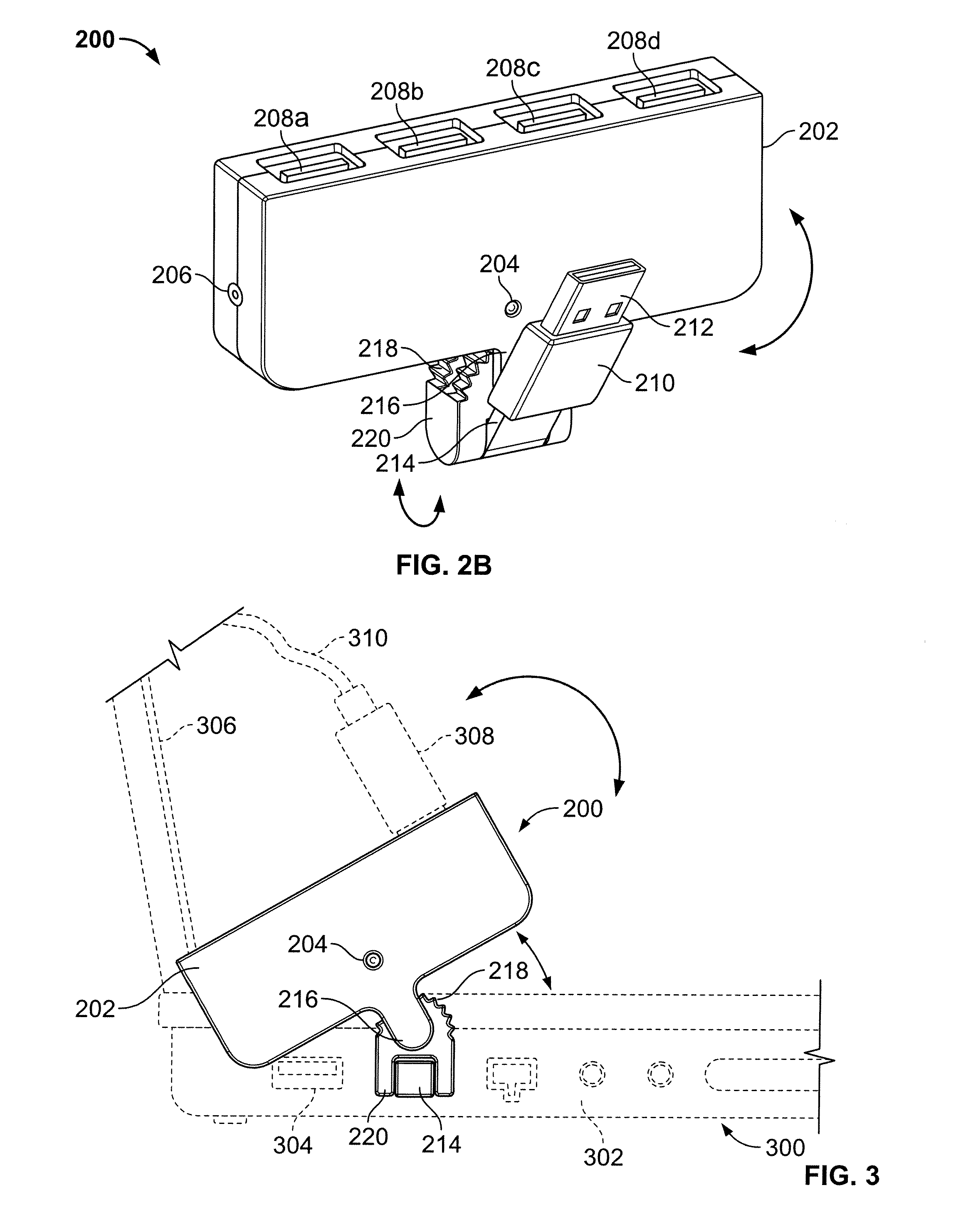 Rotating universal serial bus hub