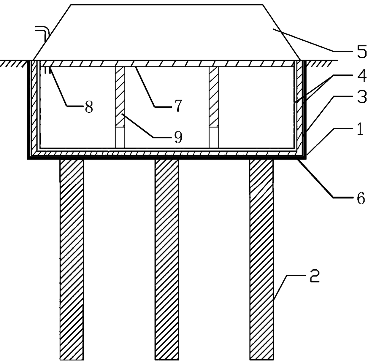 A floating raft roadbed structure