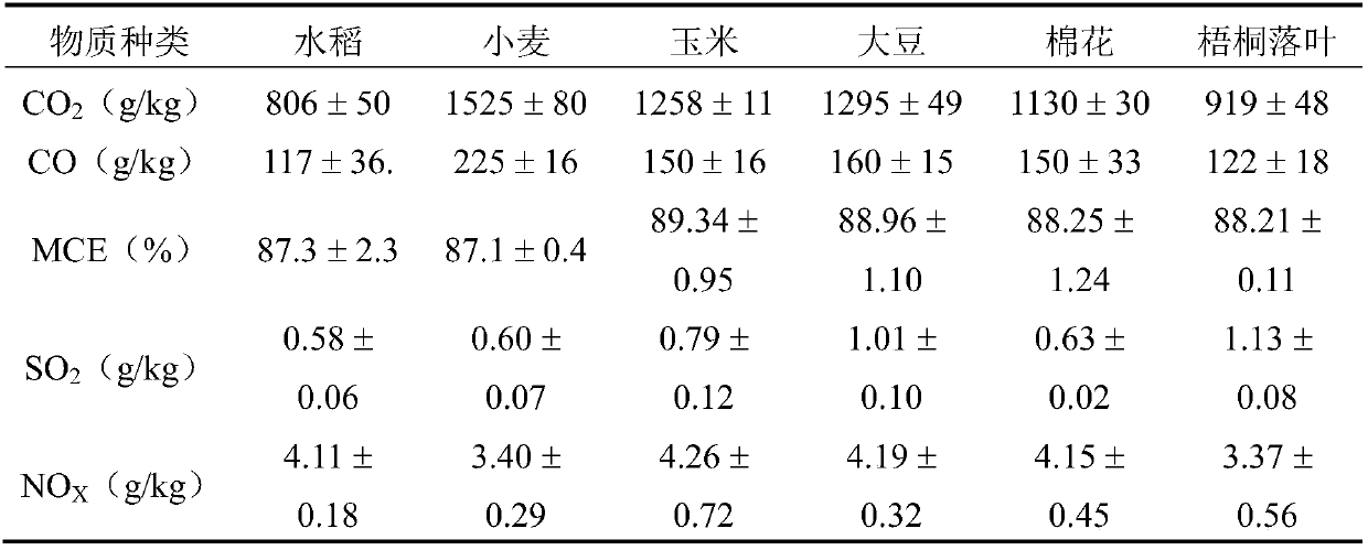 Atmospheric aerosol smoke system for simulating open burning of biomass and measuring concentration of gaseous pollutants