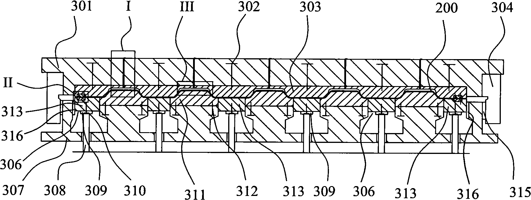 Container top board forming mold