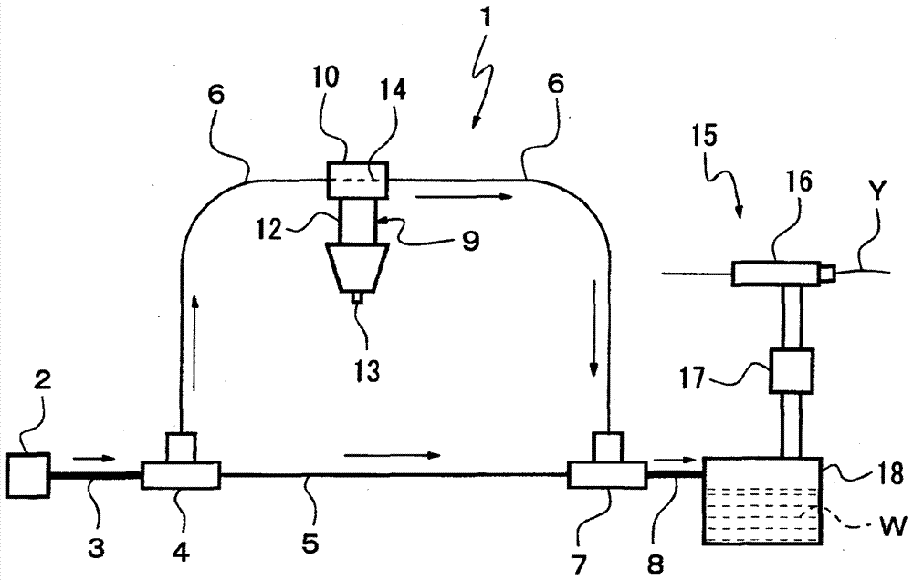 Cooling device for water jet loom