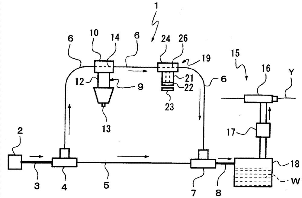 Cooling device for water jet loom