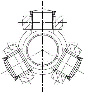 Tripod universal joint and heavy load type transmission shaft assembly