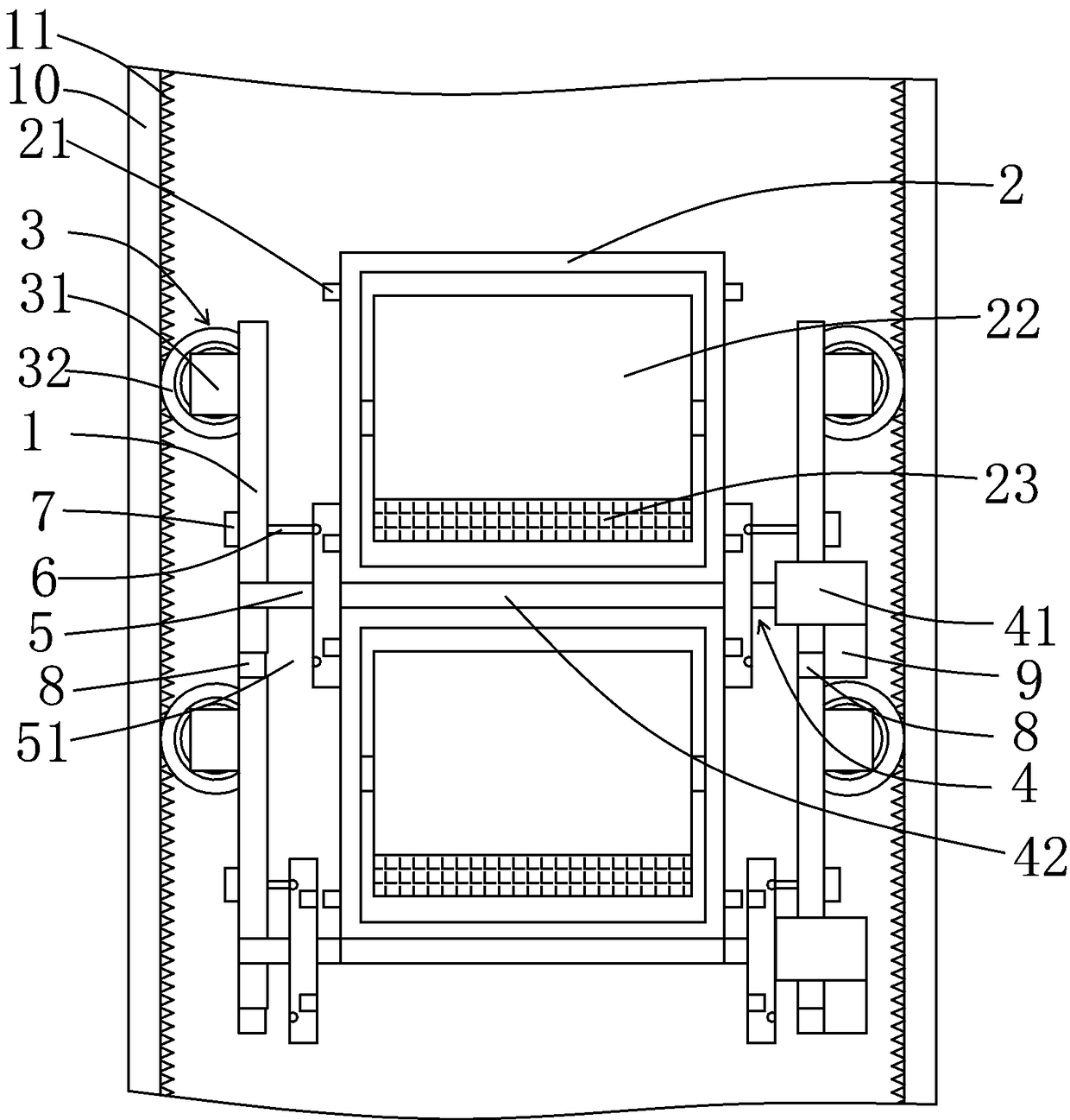 A single-channel two-way transfer trolley for hospital logistics system