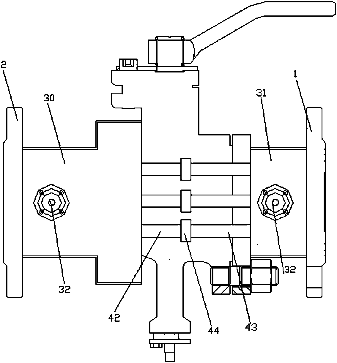 Two-piece type soft sealing and jacket heat preserving wedge type ball valve