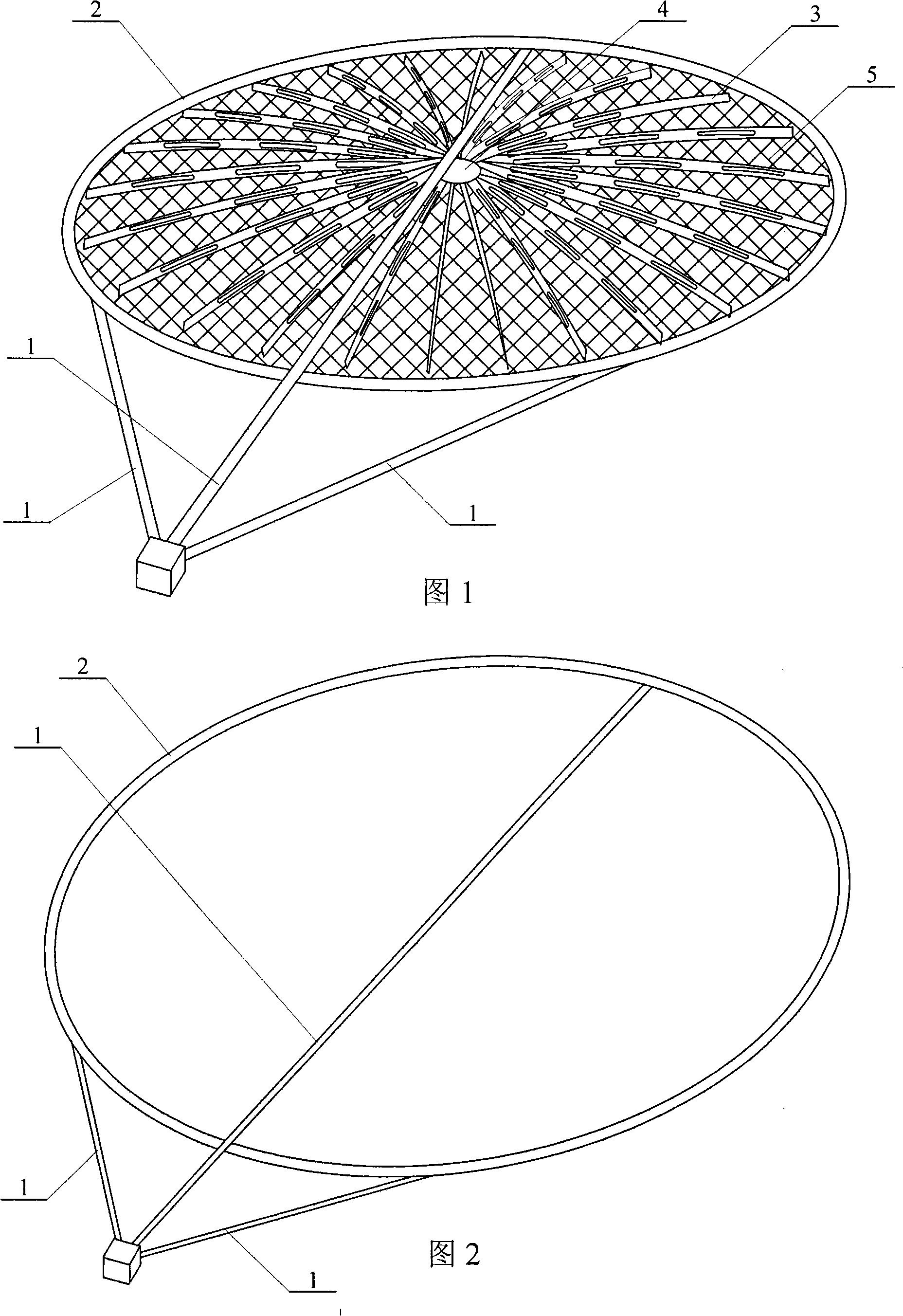 Rigidizable inflating-expansion radial direction rib support type offset-feed paraboloidal antenna