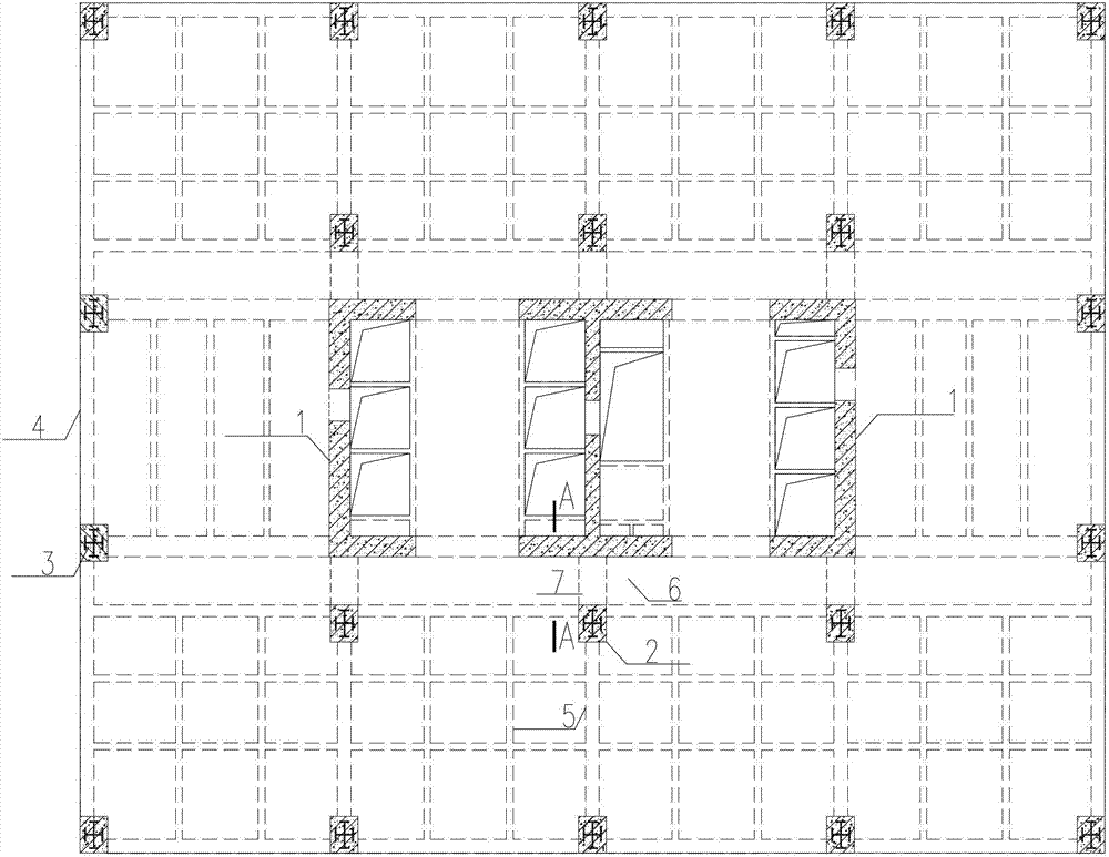 Plane connection construction for weakening influences of vertical deformation difference in high-rise building