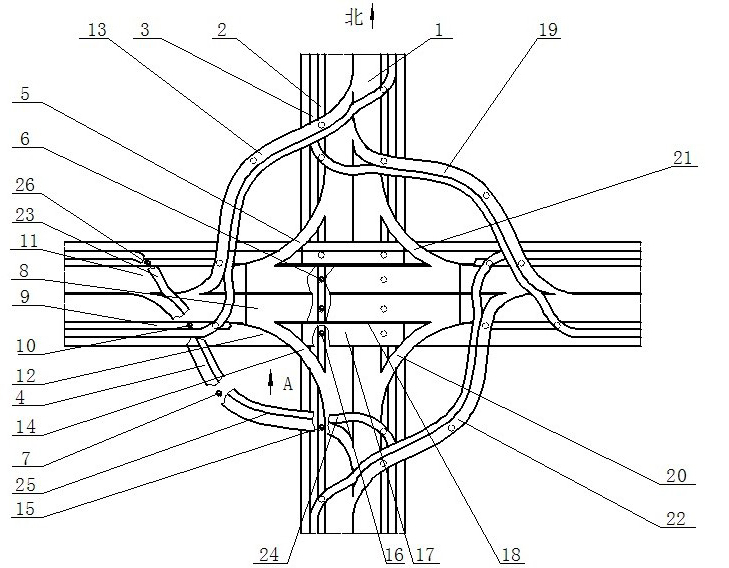 Module type left and right turning overpass