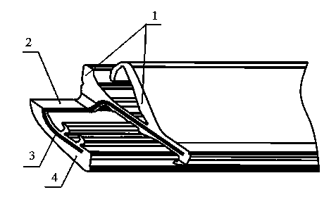 Punching device preventing automobile sealing strip with skeleton from machining deformation