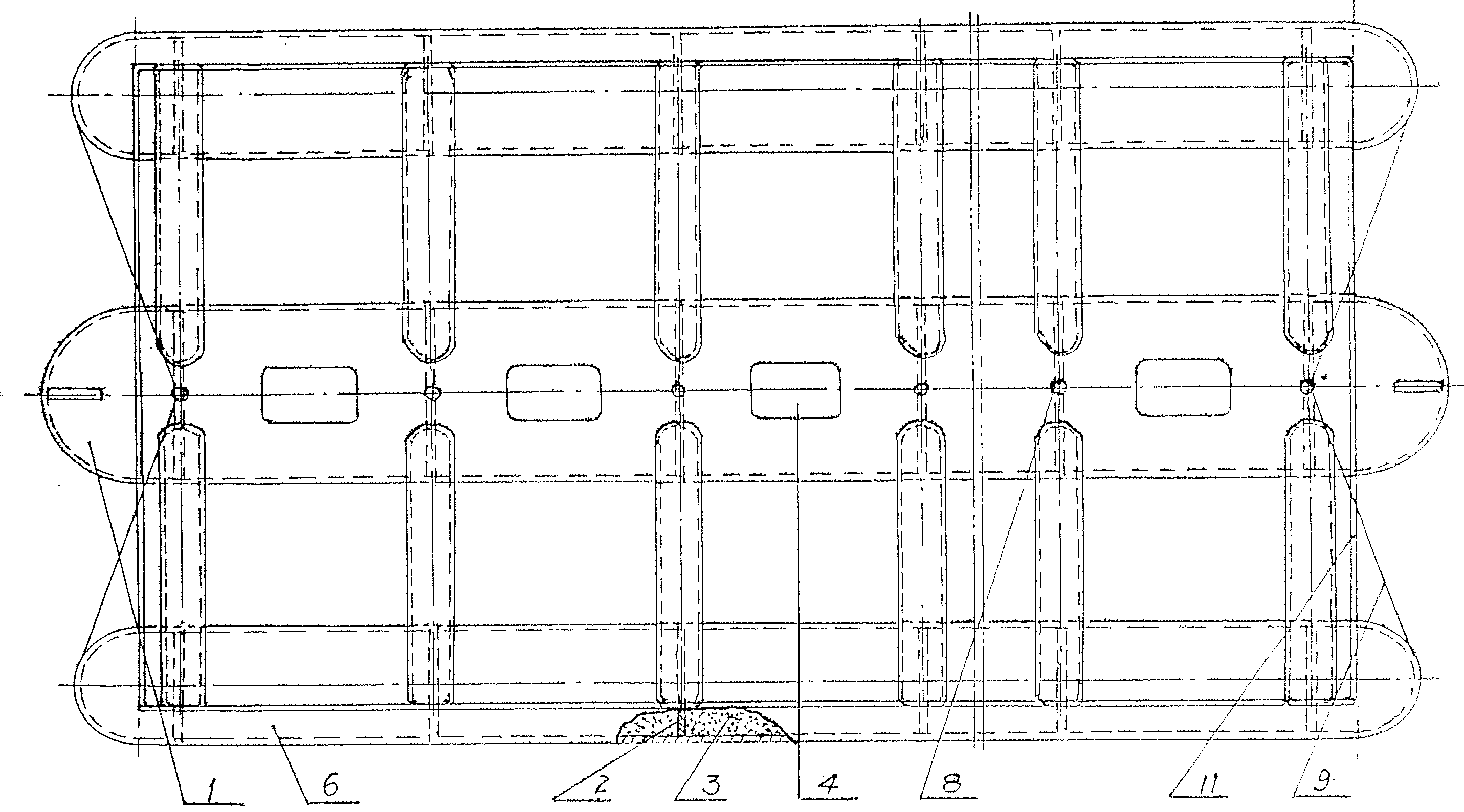 Three-body target ship with float structure and power device