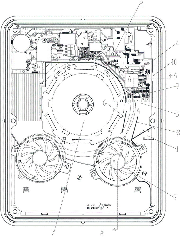 Induction cooker air channel structure and induction cooker