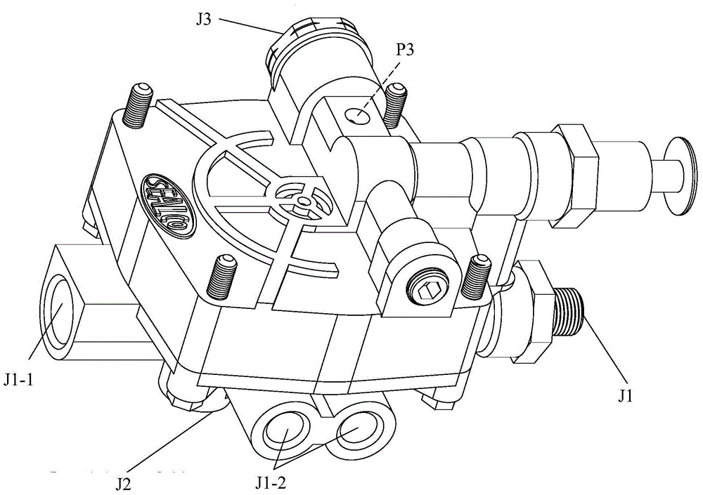 Novel three-bridge emergency relay valve