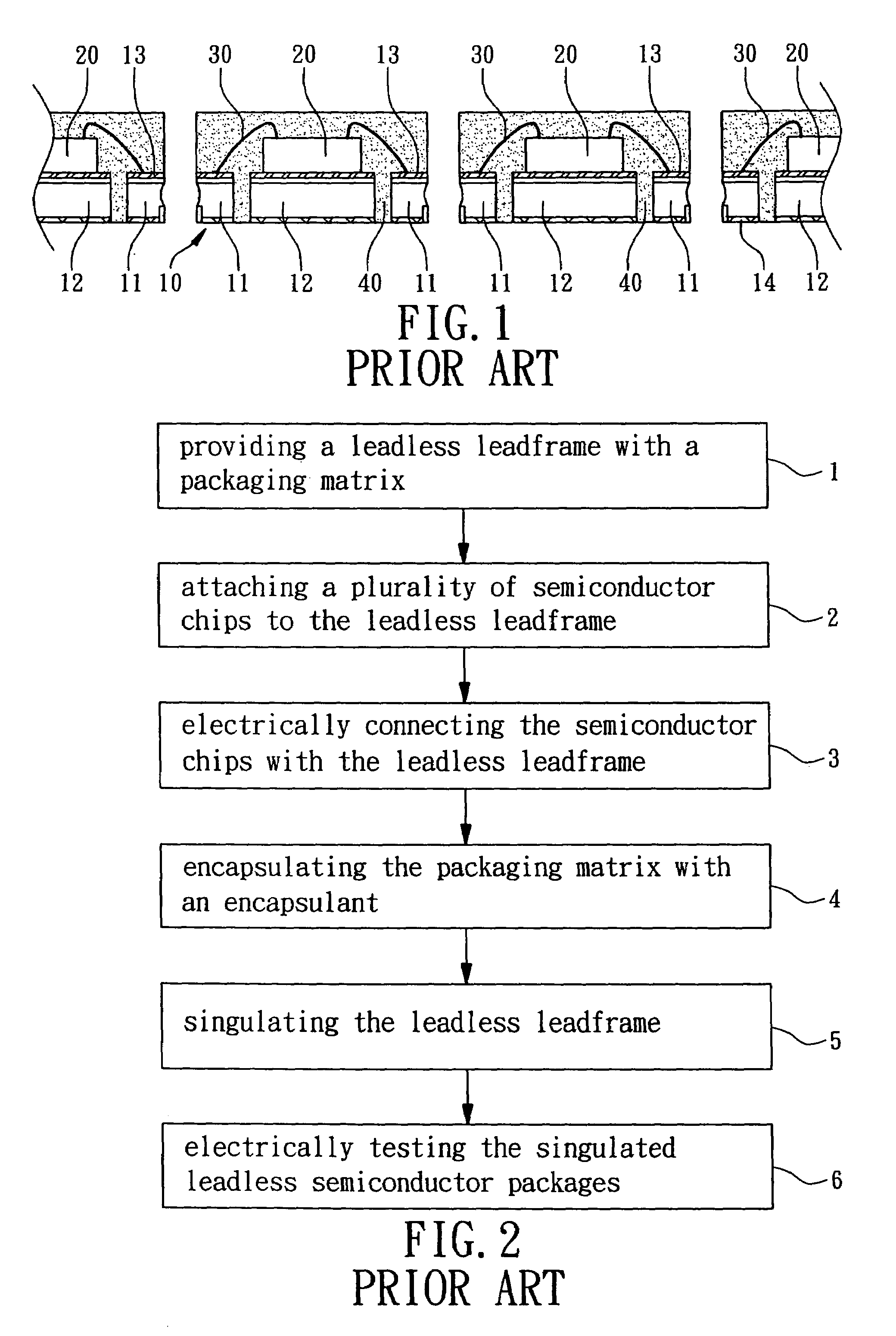 Process for manufacturing leadless semiconductor packages including an electrical test in a matrix of a leadless leadframe