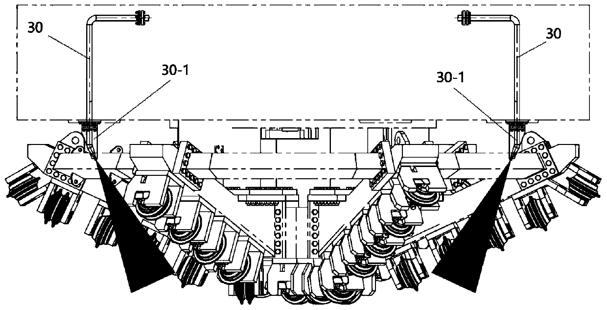 Mud flushing circulation taphole system for shaft heading machine