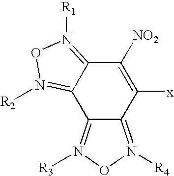 Nitrobenzodifuroxan compounds, including their salts, and methods thereof