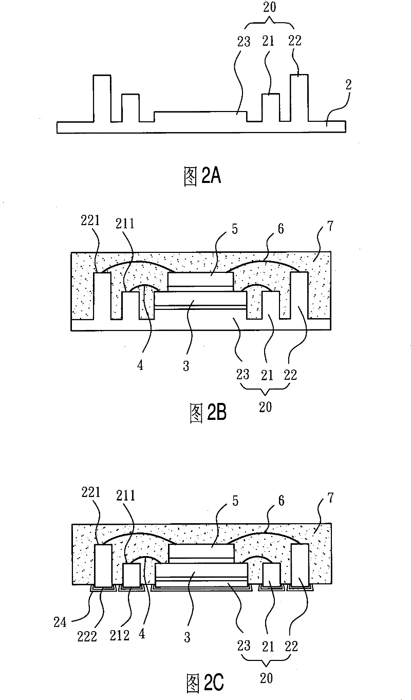 Multi-chip semiconductor package structure without outer leads and lead frame thereof