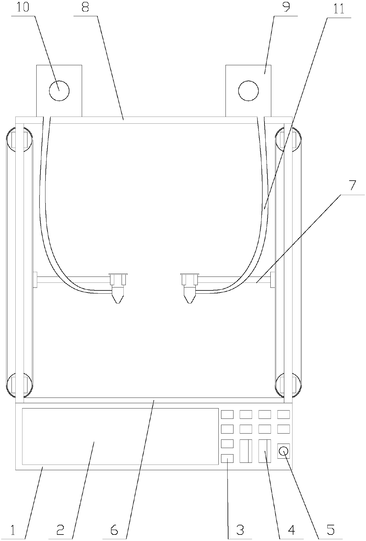 Intelligent 3D (three-dimensional) printer having spray head regulation and switching function