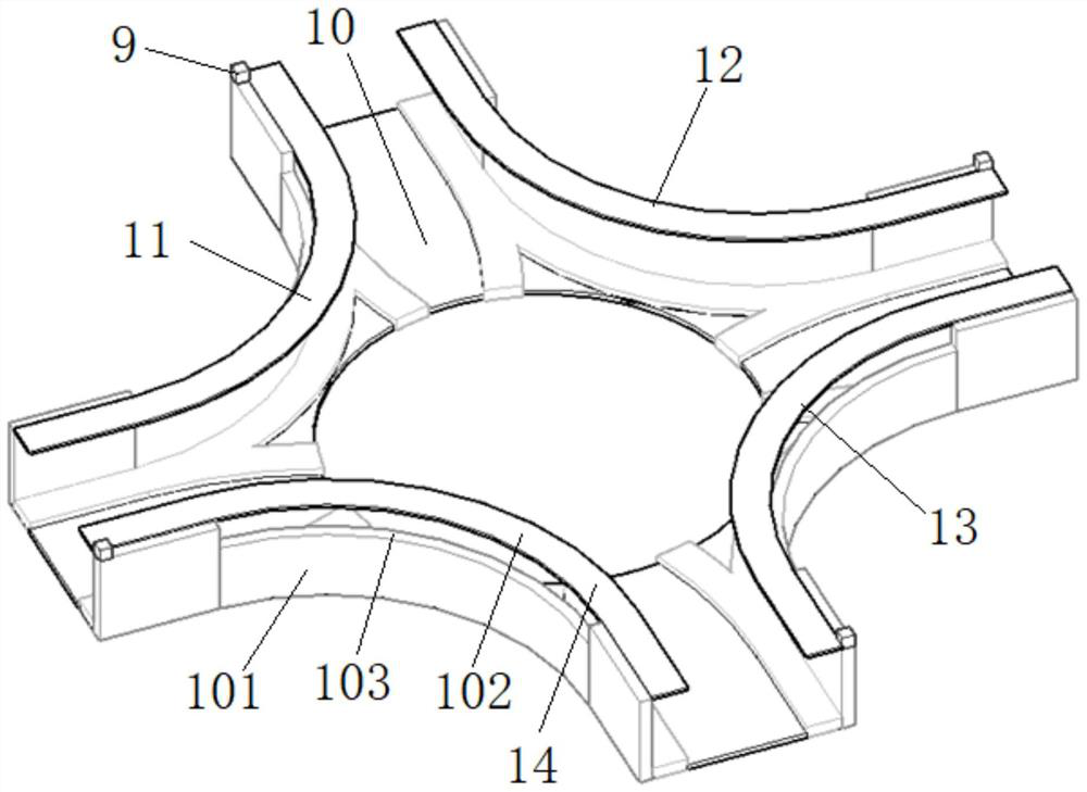 Four-way multi-direction automatic orbital transfer track and orbital transfer method thereof