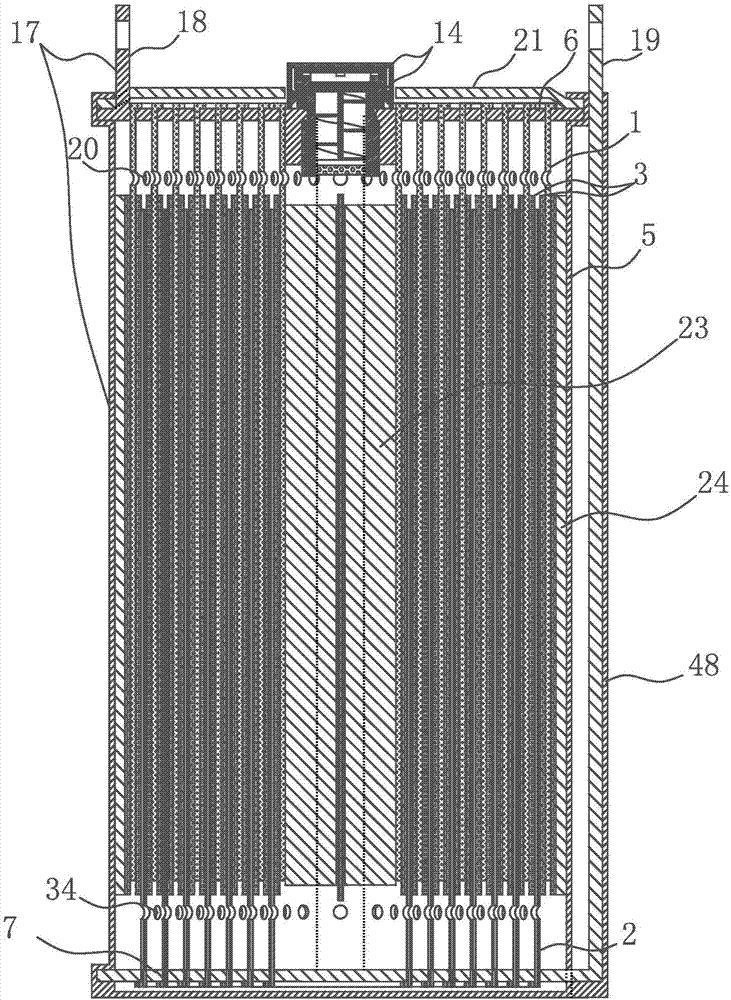 Winding type storage battery with continuous tabs, symmetric pole plates, same-direction electrodes and dual-membrane safety valve