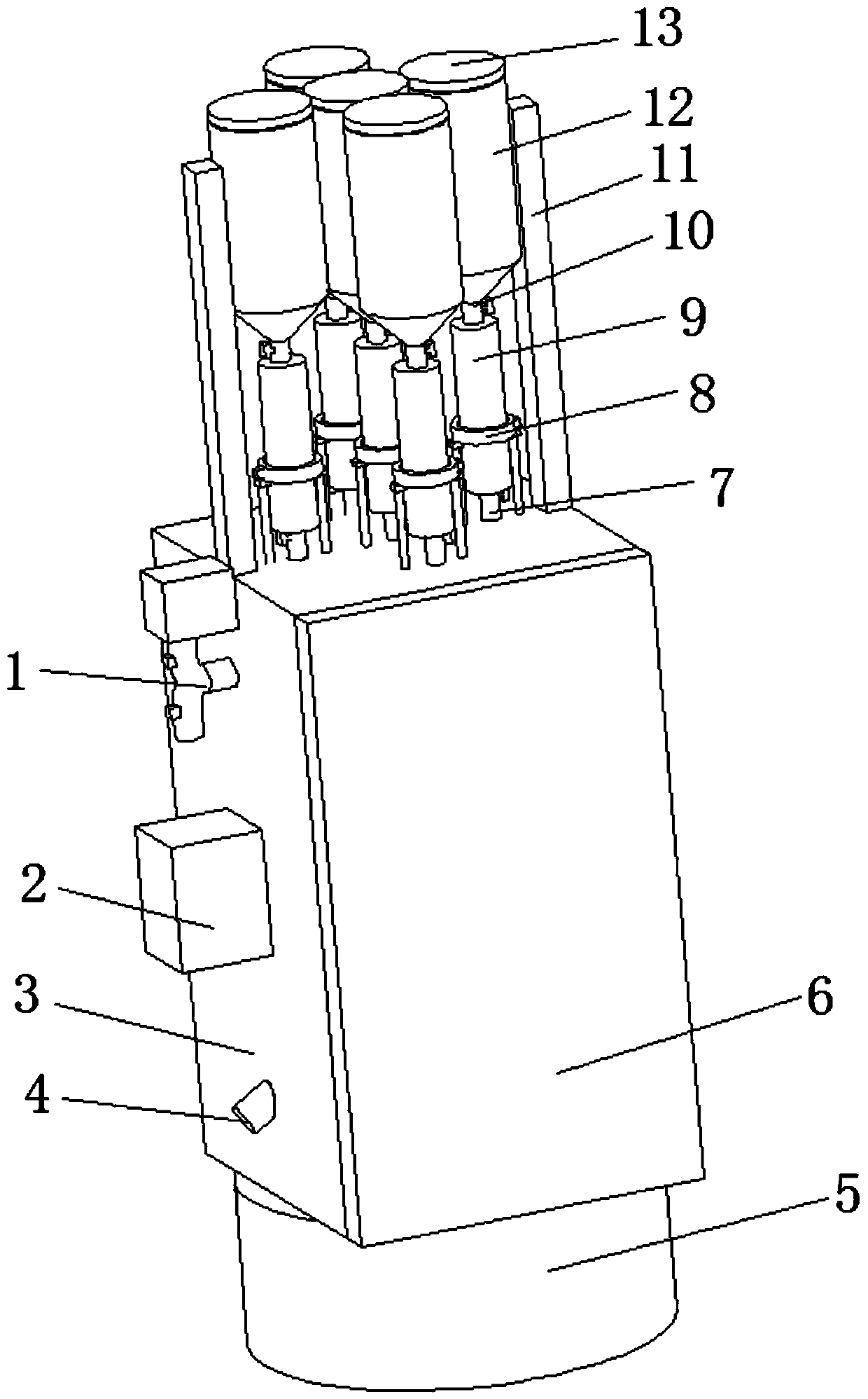 A material preprocessing machine capable of automatic proportioning and mixing