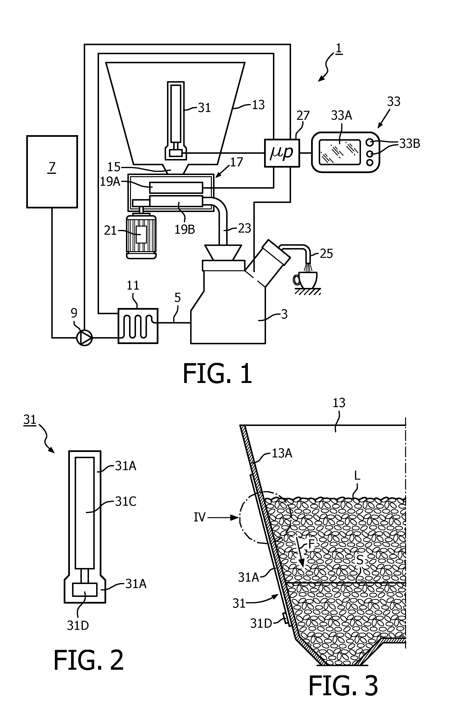 Automatic coffee maker with sensor for detecting the quantity of coffee in the machine