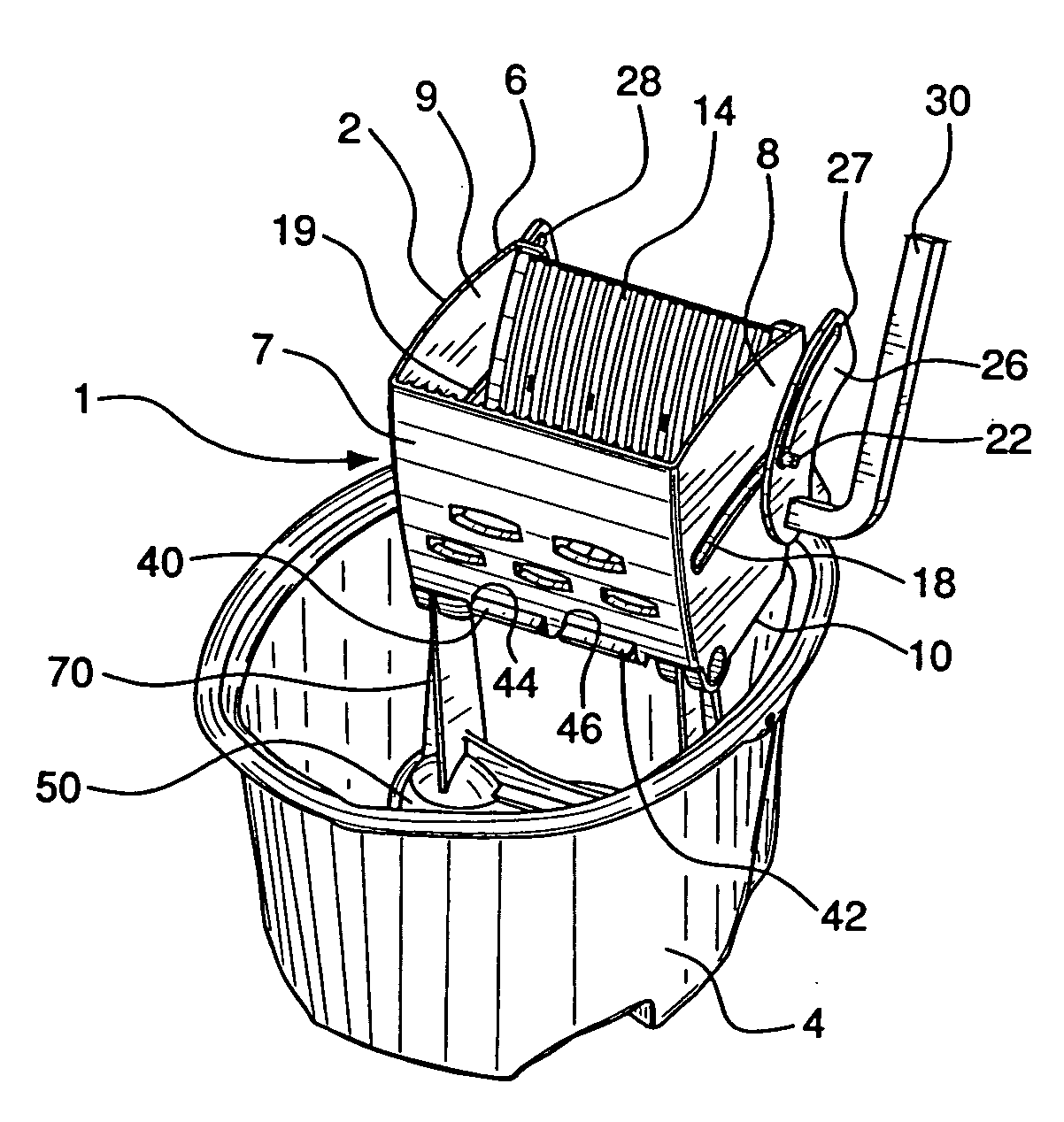 Combination mop wringer and bucket system