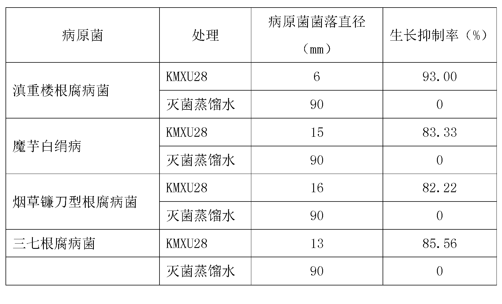 Biocontrol strain KMXU28 for controlling paris rhizome root rot and biocontrol agent thereof