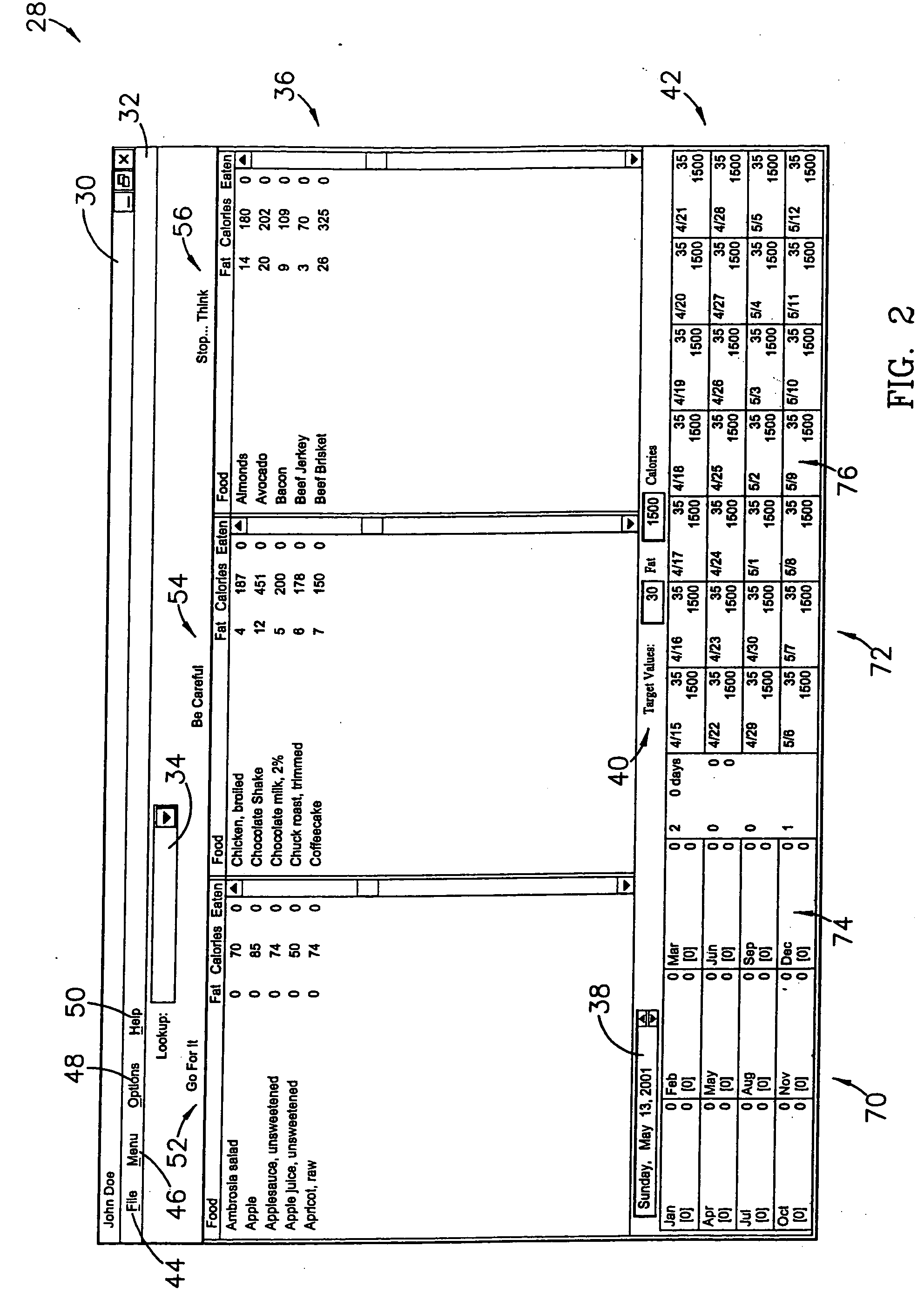 Computer program, method, and system for monitoring nutrition content of consumables and for facilitating menu planning