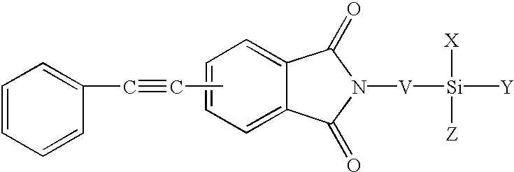 Phenylethynyl-containing imide silanes