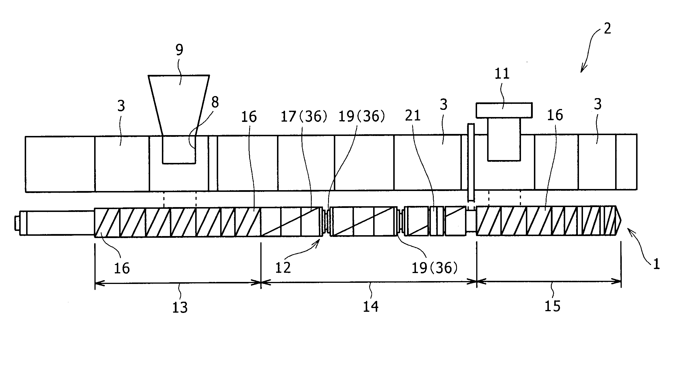 Screw for extruder, bearing segment used in the same and twin screw extruder provided with screw for extruder