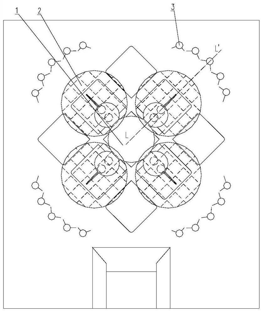 A high-level protective water spray cooling and noise reduction device for a launch platform