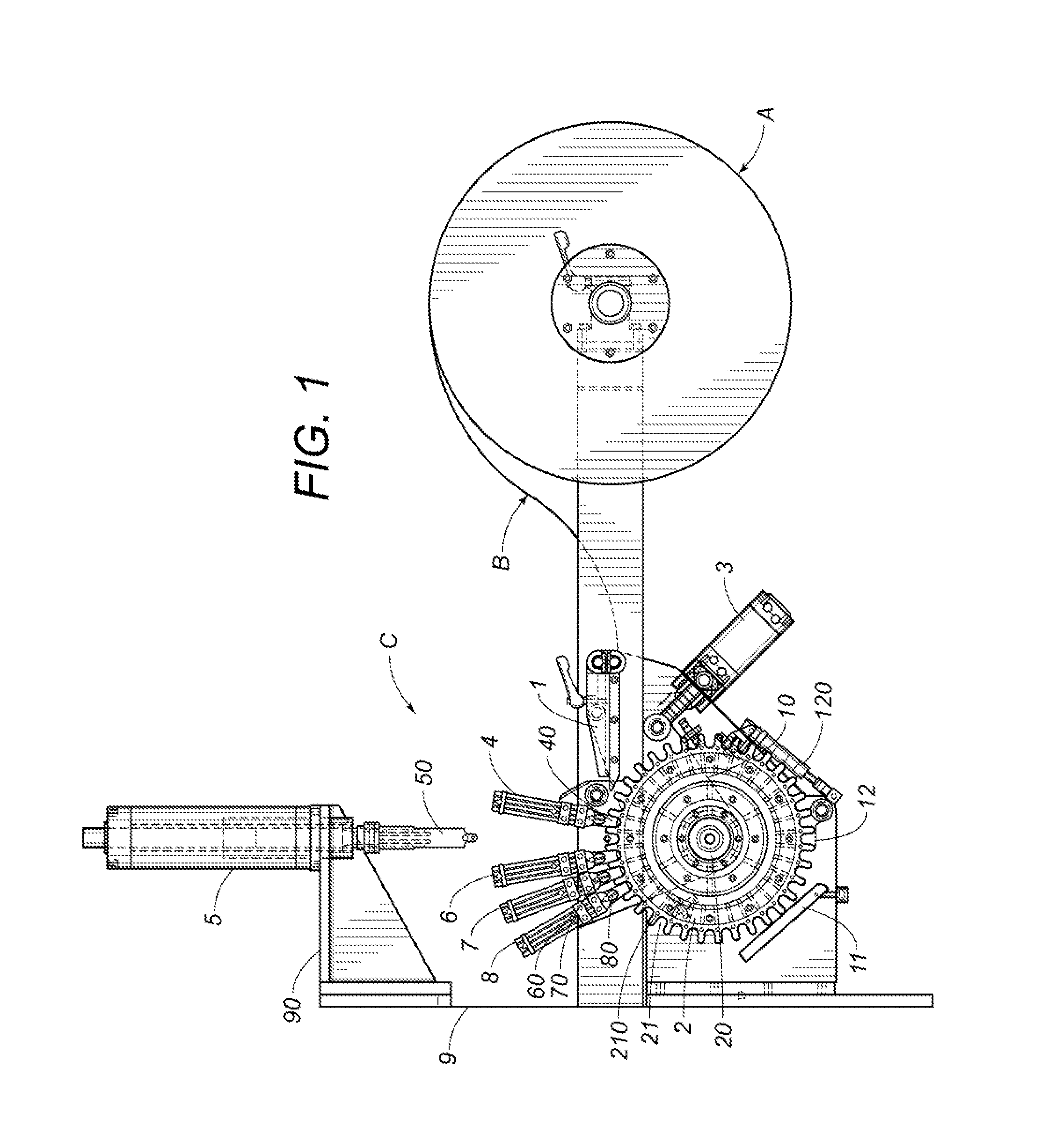 Apparatus for continuously shaping an undulating profile into a plate of polymeric material