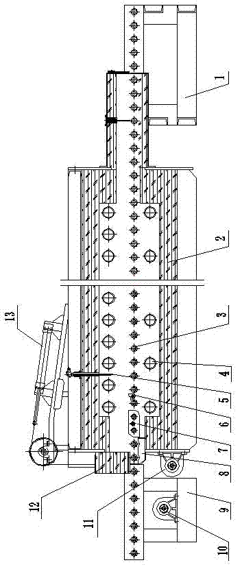 Roller bottom type continuous heating furnace for track shoe